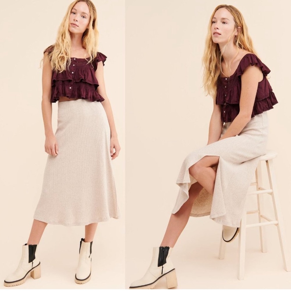 Free People "Sunny Days Ahead" Ruffled Crop Top Size Small